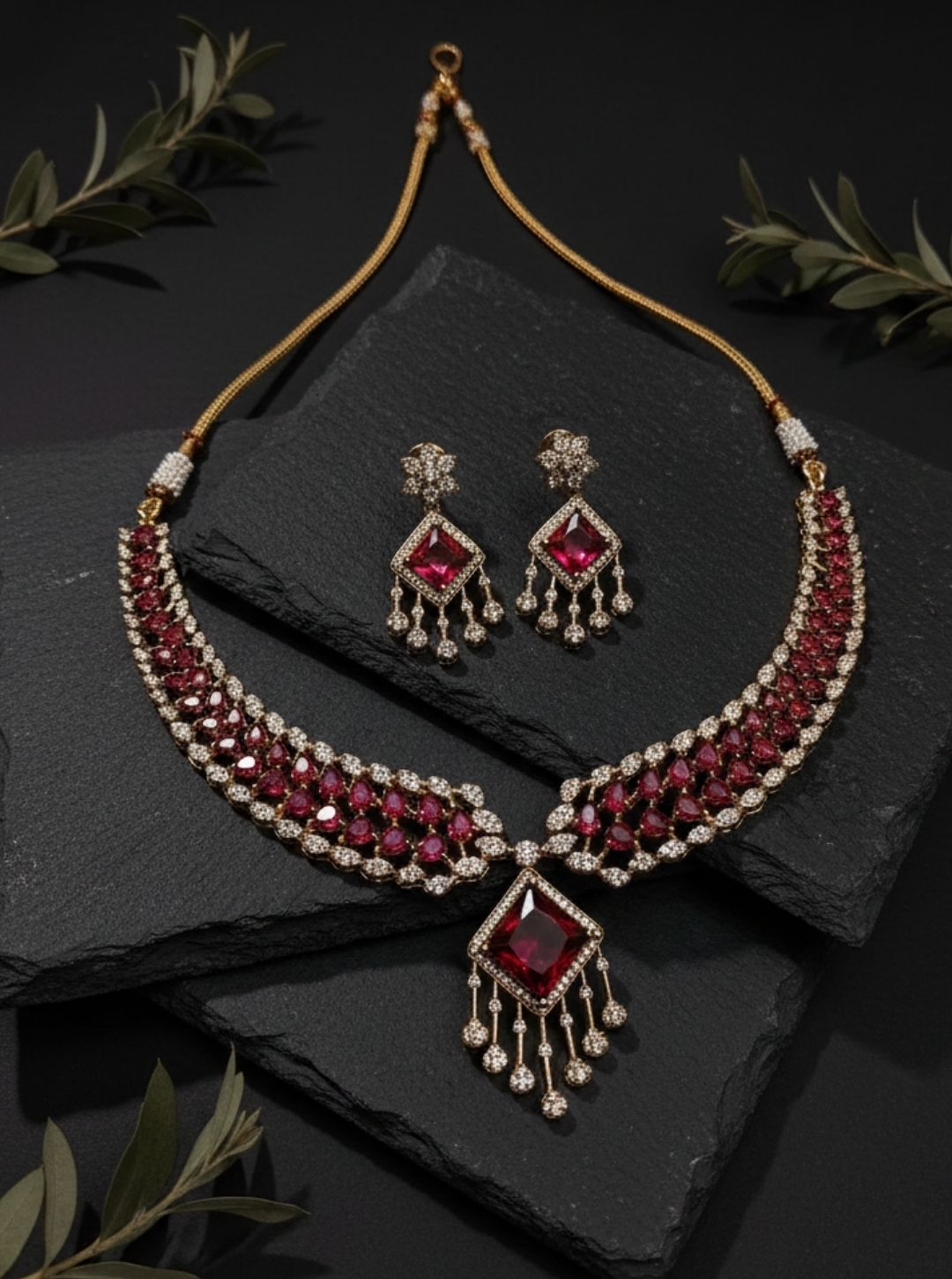 DUAL-TONE CZ CHOKER NECKLACE