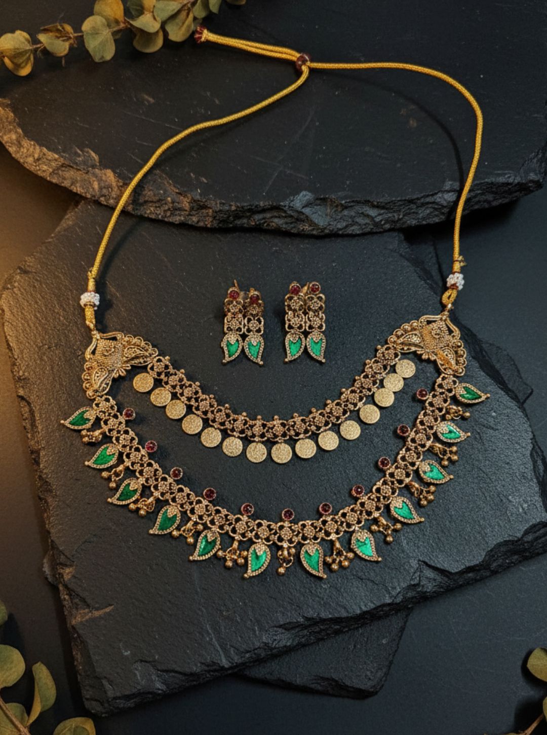 GRAND DUAL-LAYER COIN&LEAF NECKLACE