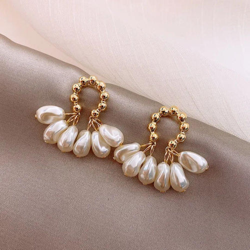 PEARL RAINDROP LOOPS EARRINGS