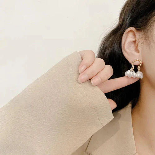 PEARL RAINDROP LOOPS EARRINGS