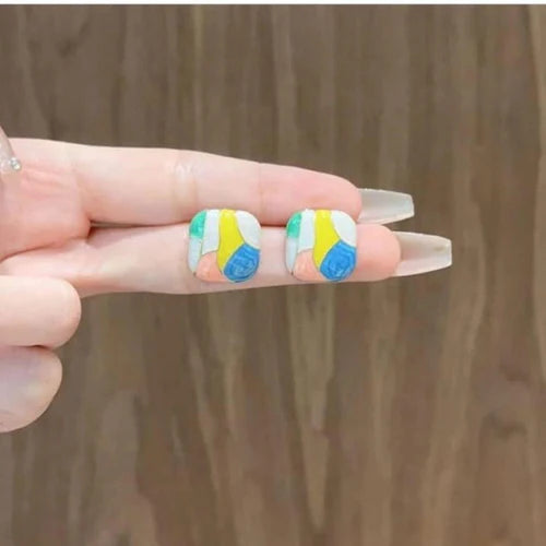 PASTEL MOSAIC SQUARE EARRINGS