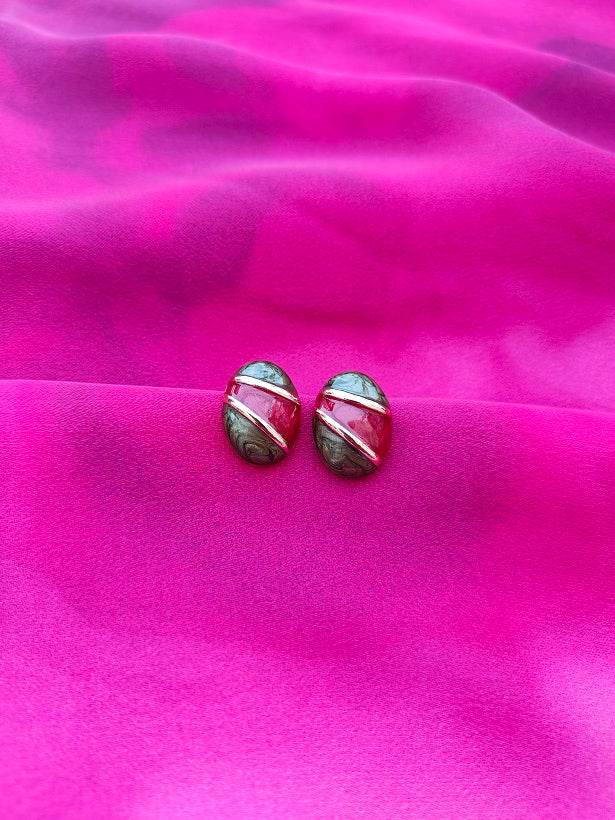 6COLOR OVAL DUOTONE EARRINGS