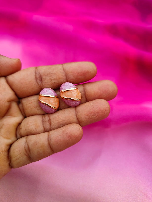 6COLOR OVAL DUOTONE EARRINGS
