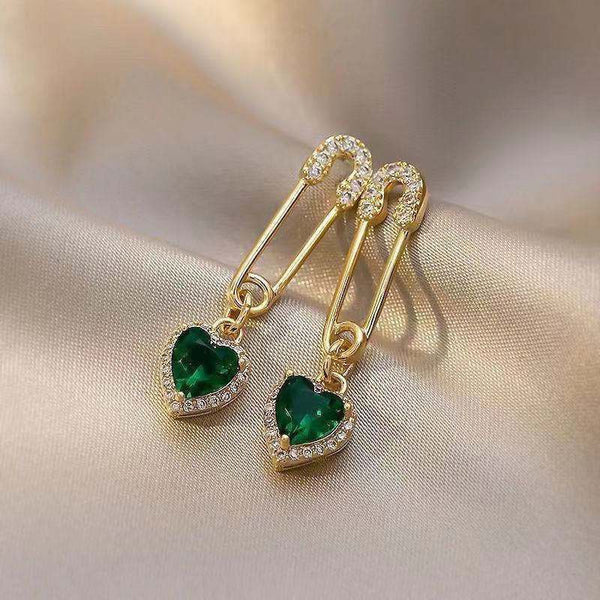 GREEN HEART EARRINGS