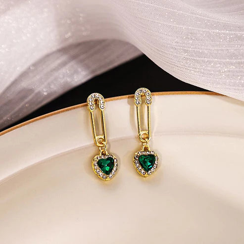 GREEN HEART EARRINGS