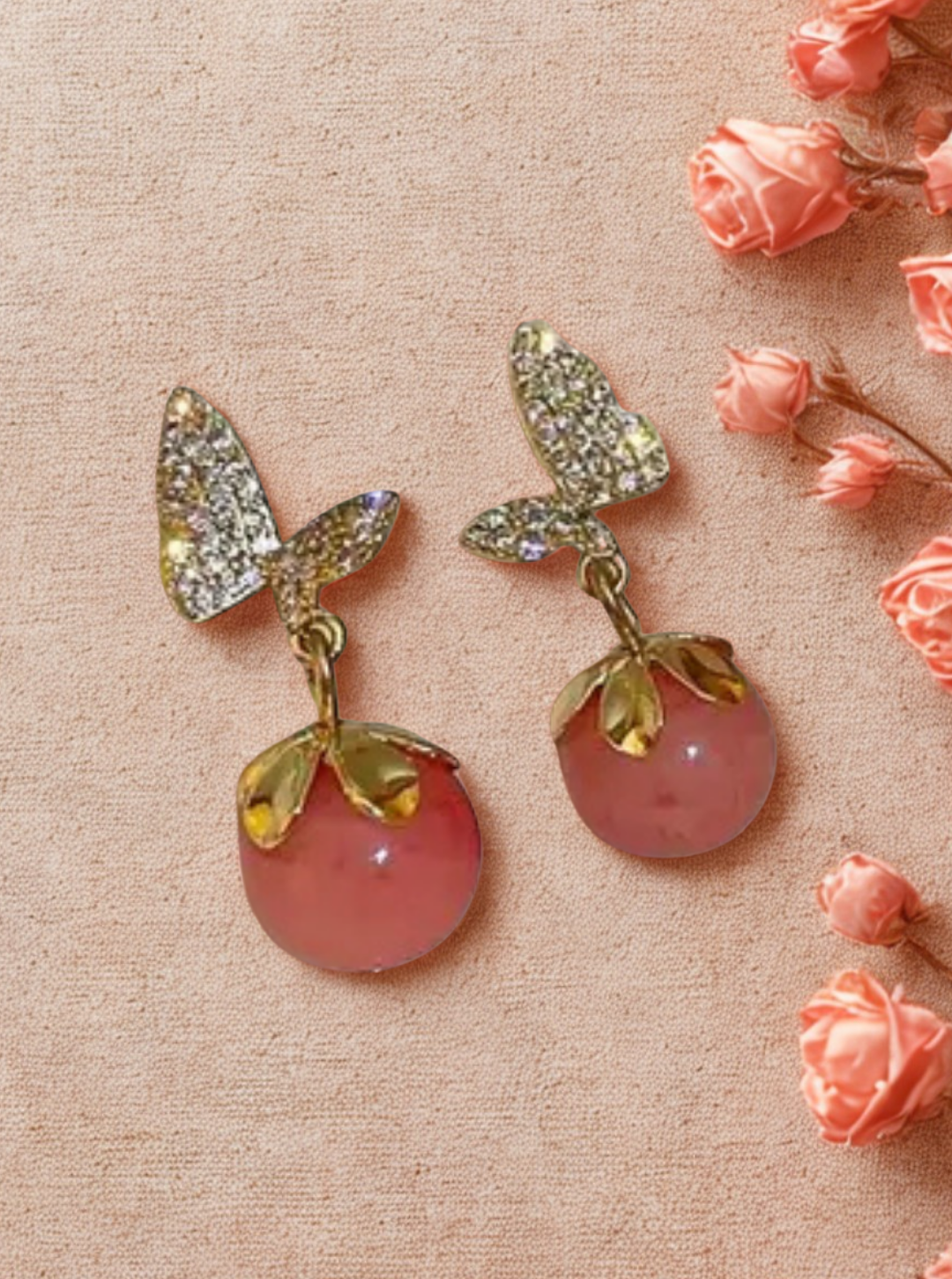 FLUTTER-CHERRY DROP EARRINGS
