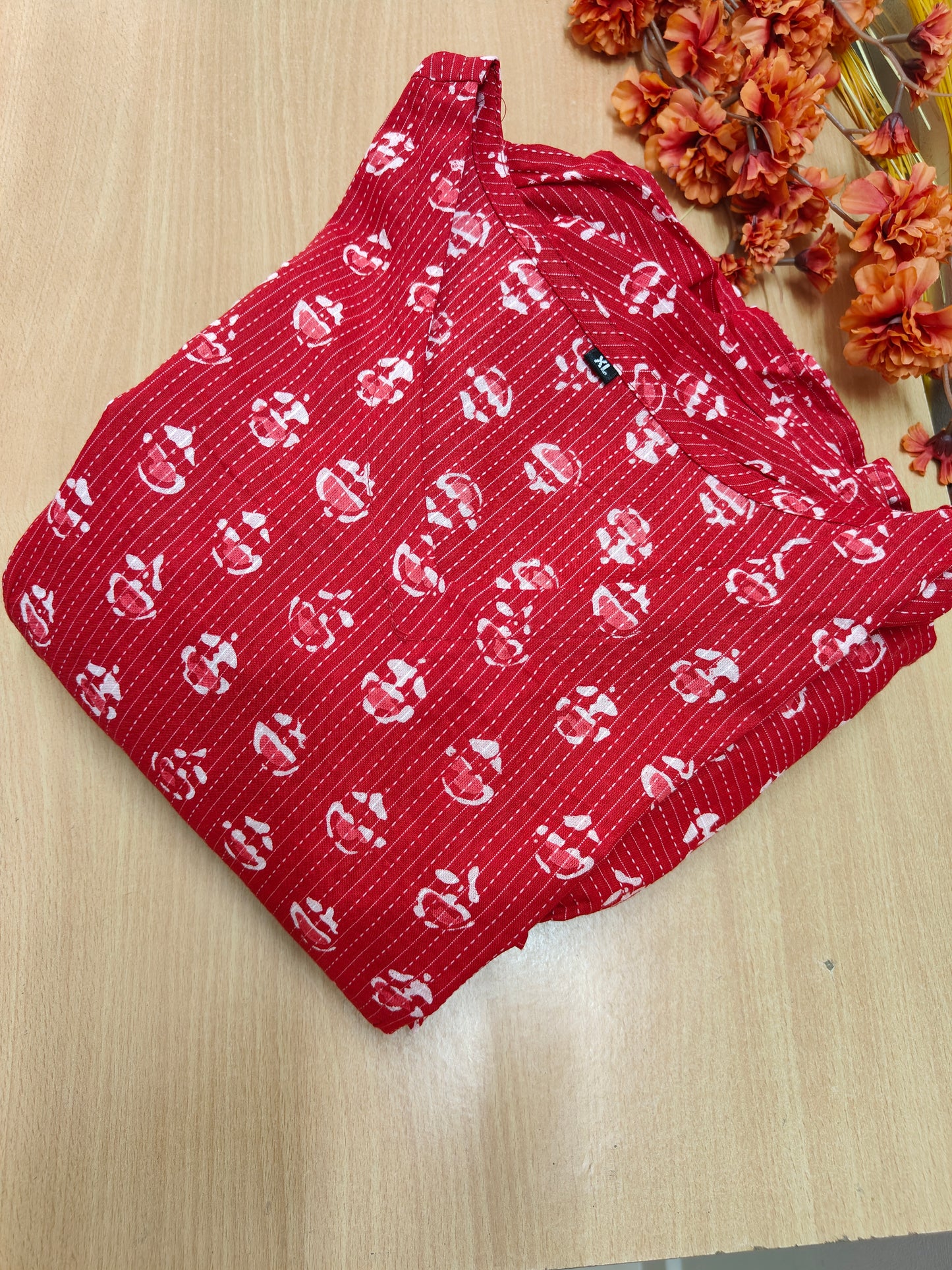 RED PRINTED COTTON MAXI