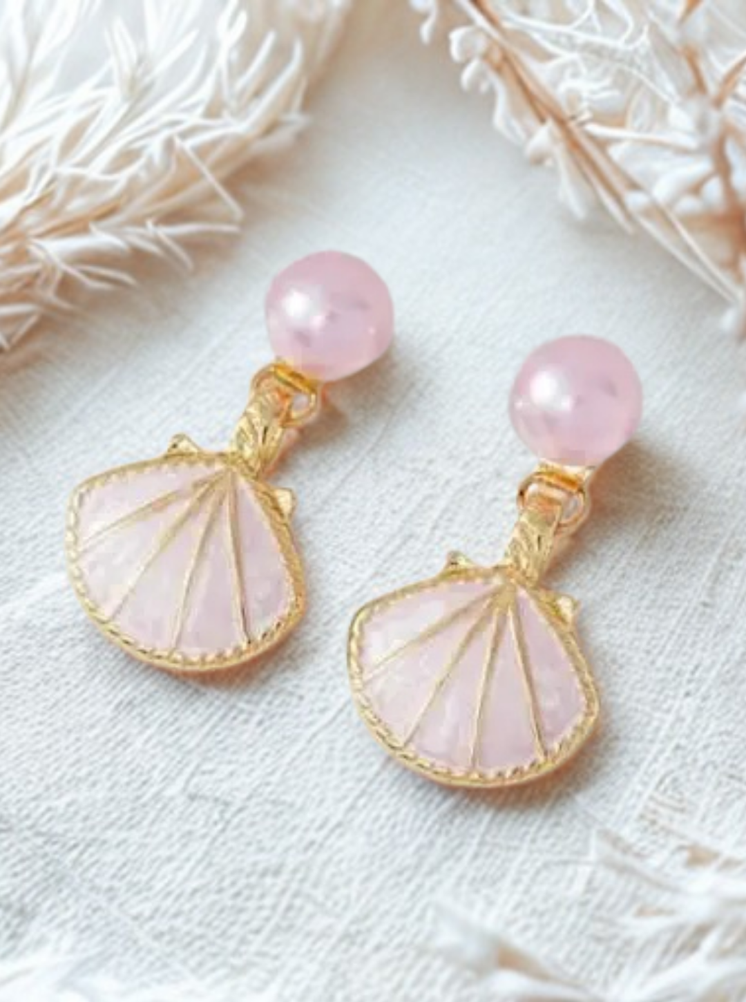 Elegant pearl and shell drop earrings for beach weddings – Ladybreeze