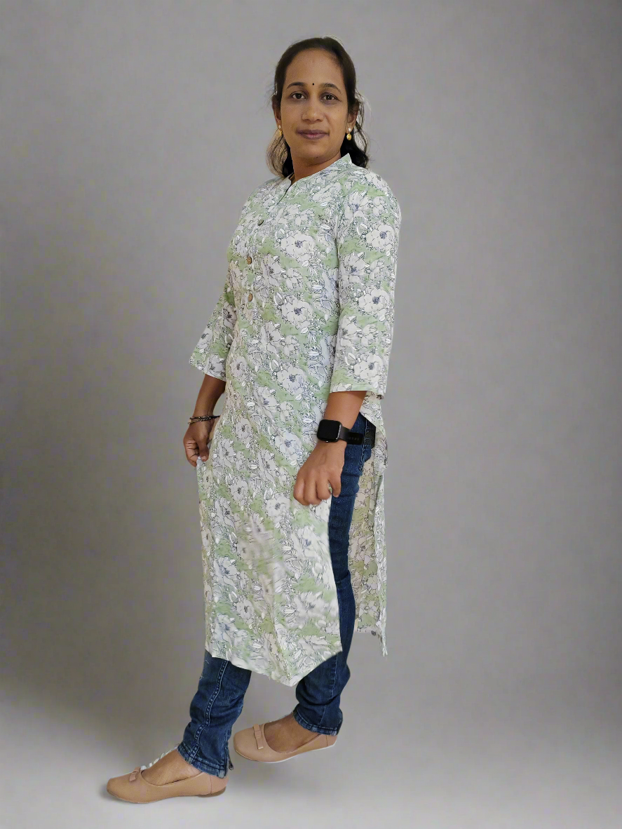 GREEN COTTON KURTI
