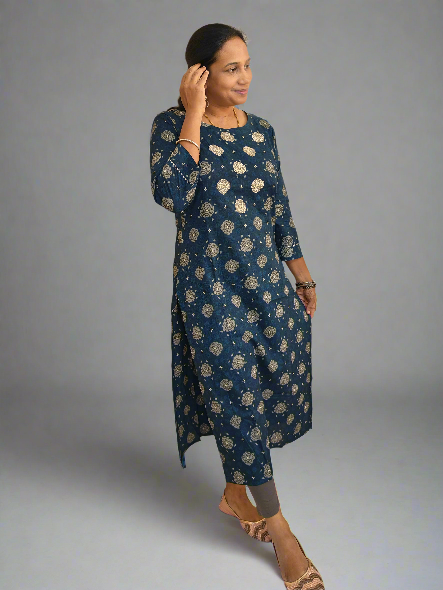 INDIGO BLUE COTTON KURTI