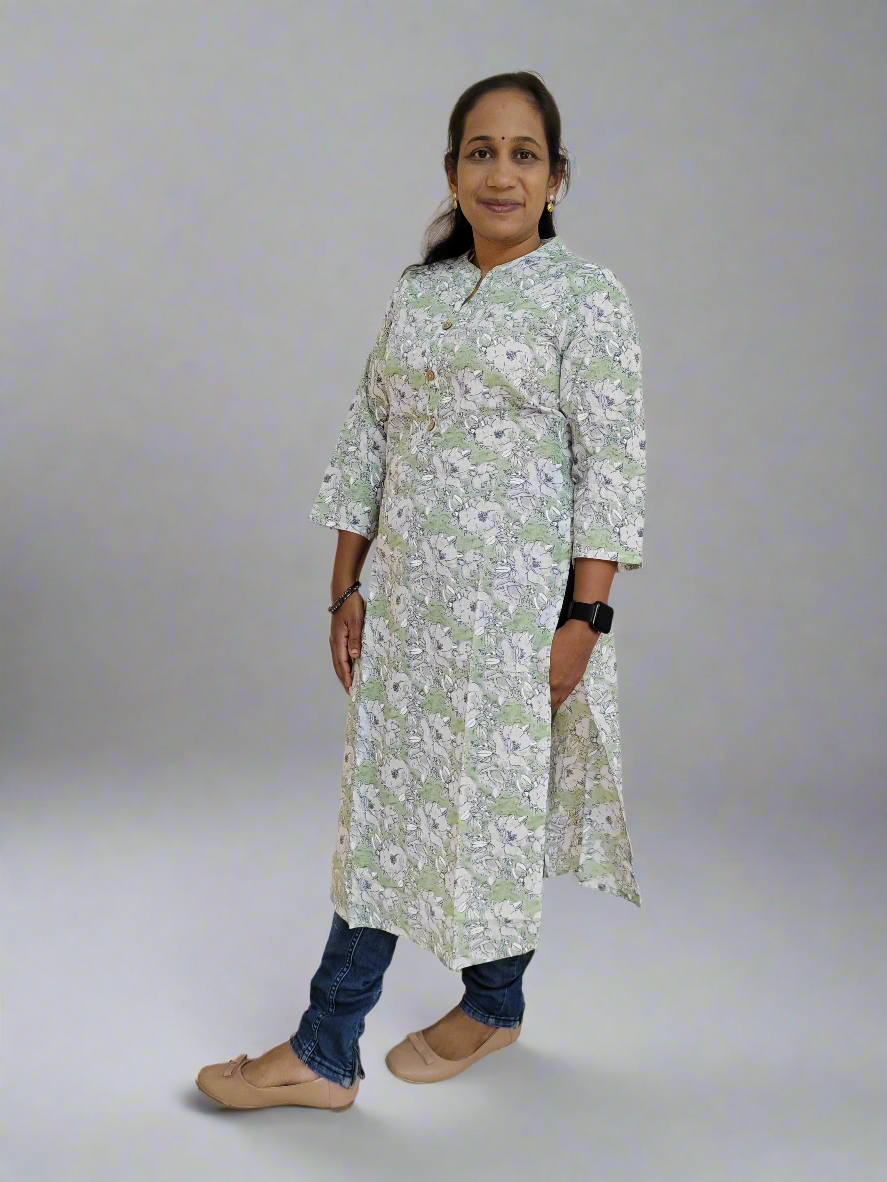 GREEN COTTON KURTI
