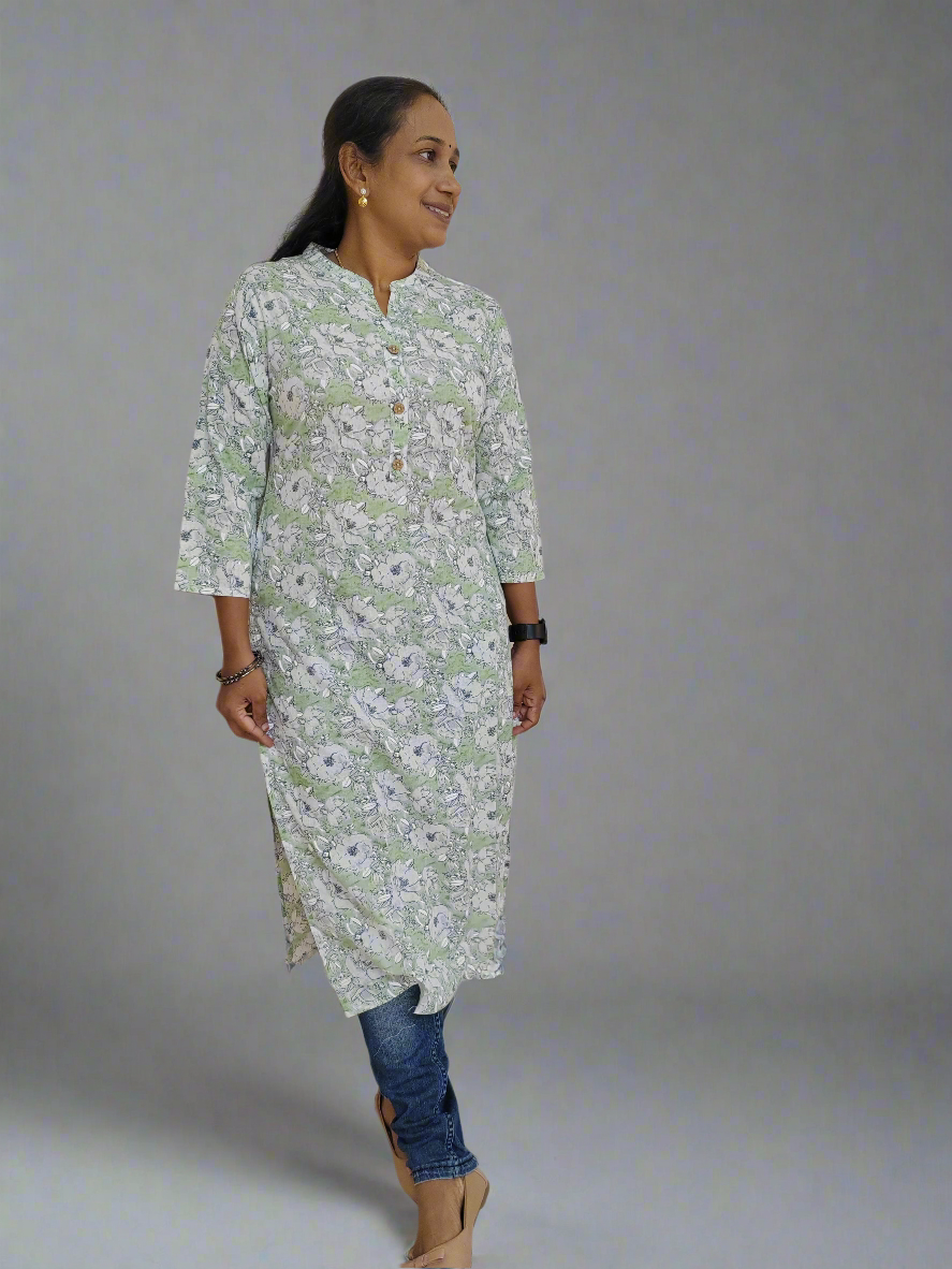 GREEN COTTON KURTI