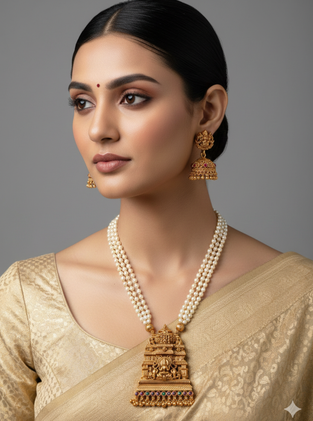 AISHWARYA TEMPLE PEARL LONG NECKLACE