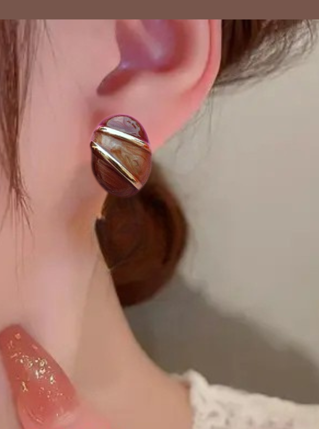 6COLOR OVAL DUOTONE EARRINGS