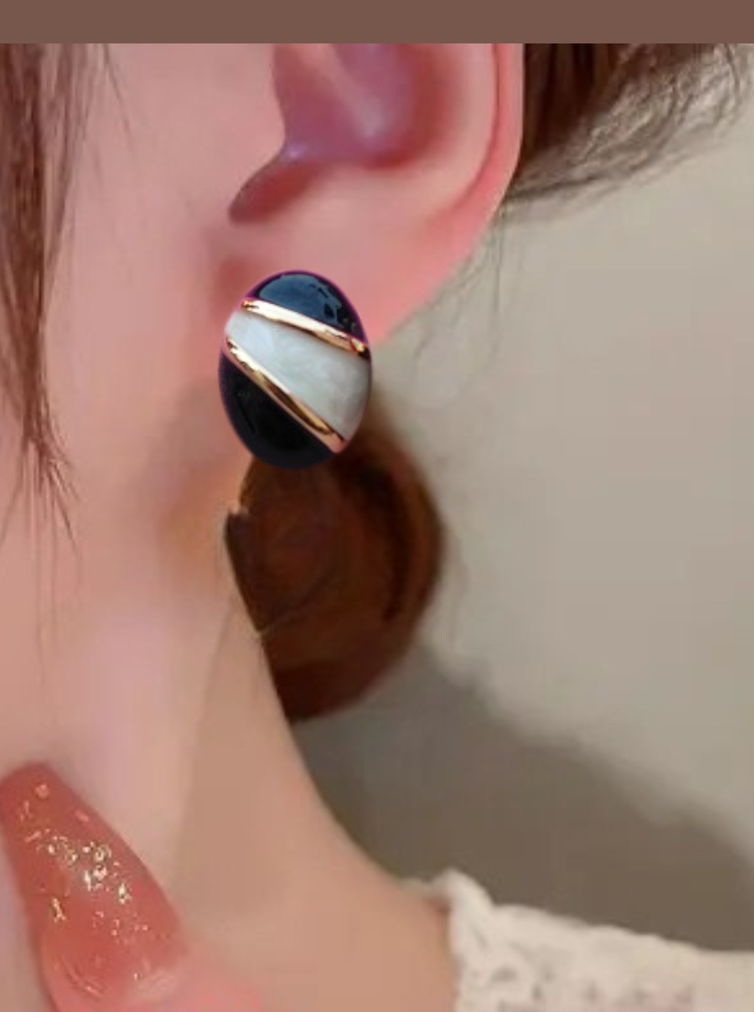 6COLOR OVAL DUOTONE EARRINGS