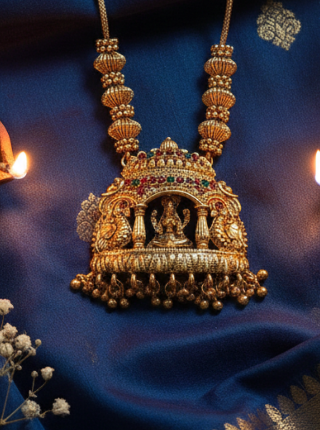 AISHANI TEMPLE LONG PENDANT NECKLACE SET