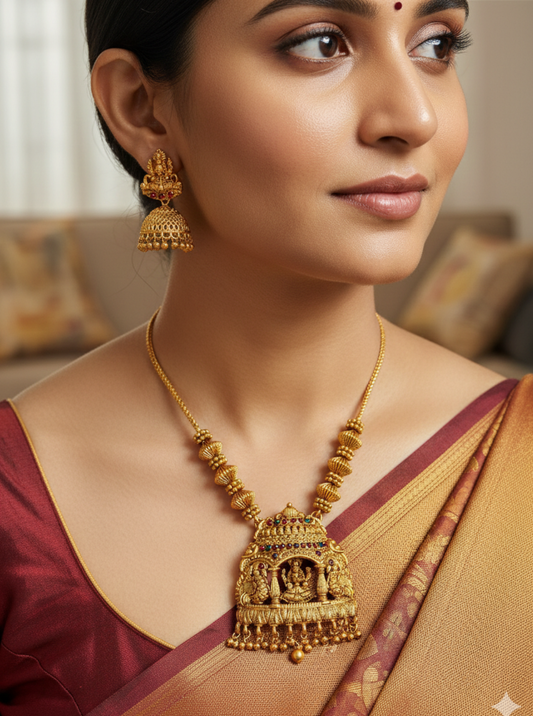 AISHANI TEMPLE LONG PENDANT NECKLACE SET