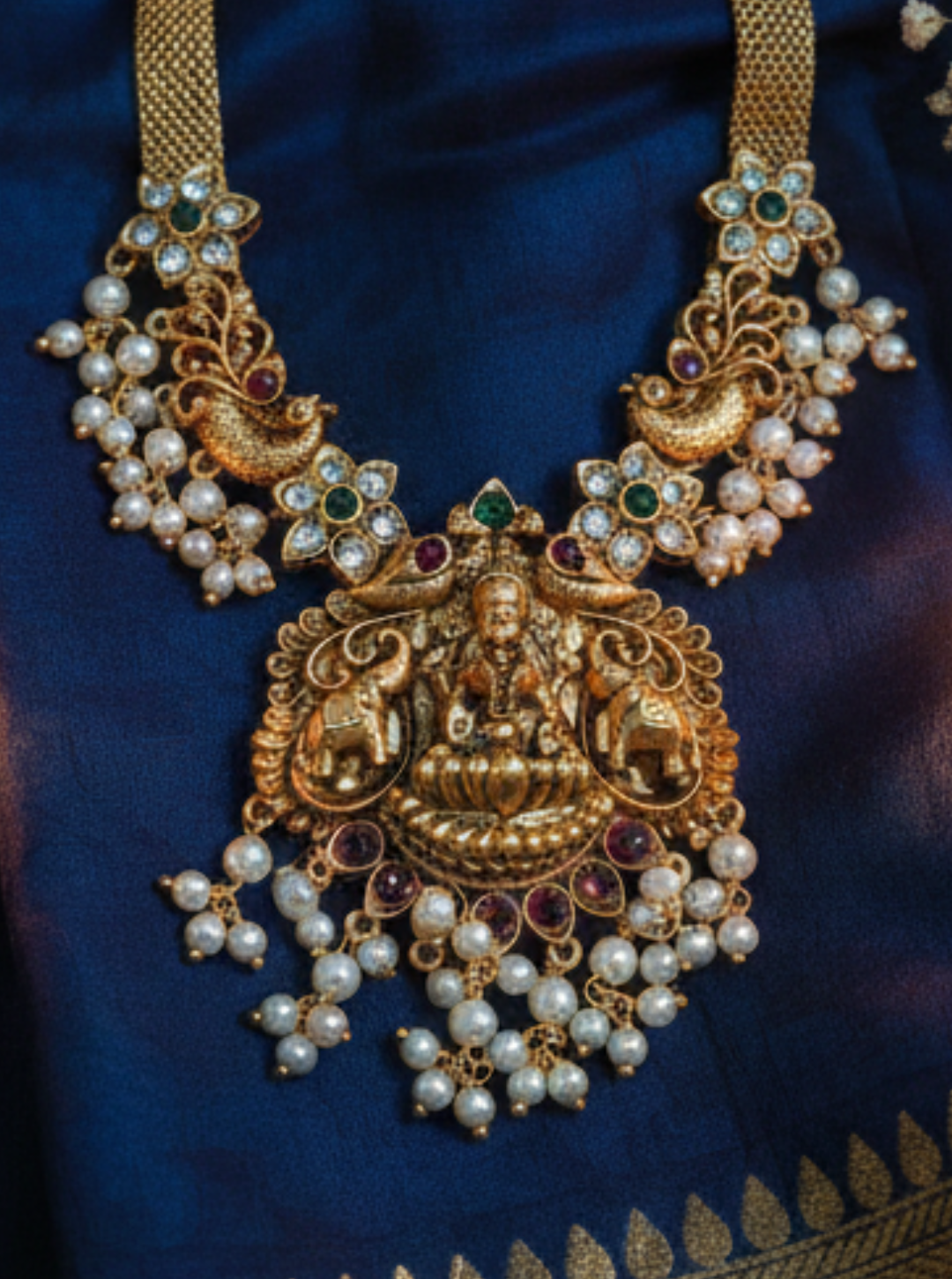 SAANVIKA LAKSHMI PEARL TEMPLE NECKLACE SET