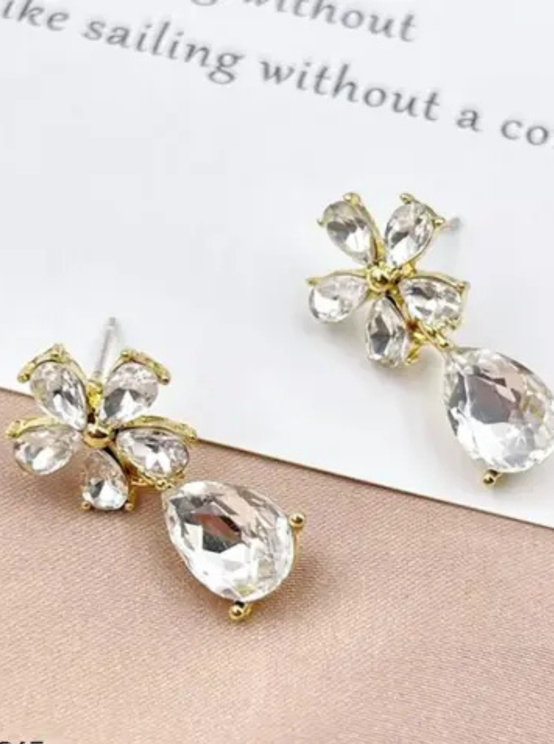 Elegant floral crystal drop earrings for weddings and parties – Ladybreeze
