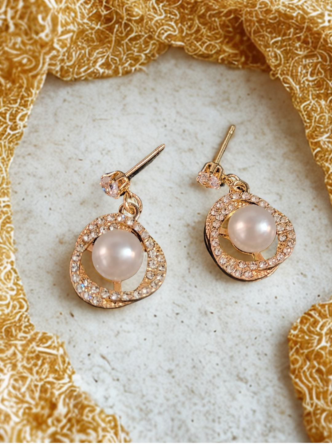 Elegant pearl and crystal halo drop earrings for weddings – Ladybreeze
