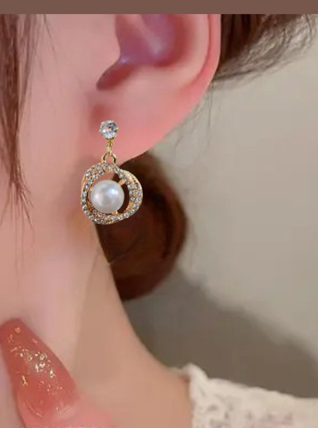 Elegant pearl and crystal halo drop earrings for weddings – Ladybreeze