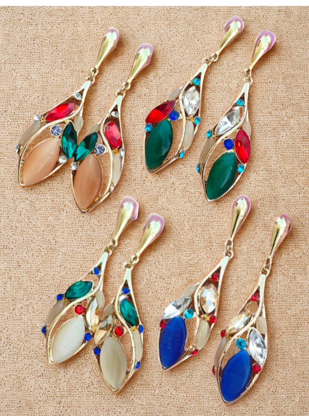 Colorful floral earrings with vibrant stone accents – Ladybreeze