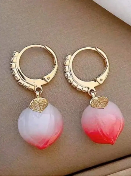 Playful berry-inspired drop earrings with gold hoop and stones – Ladybreeze