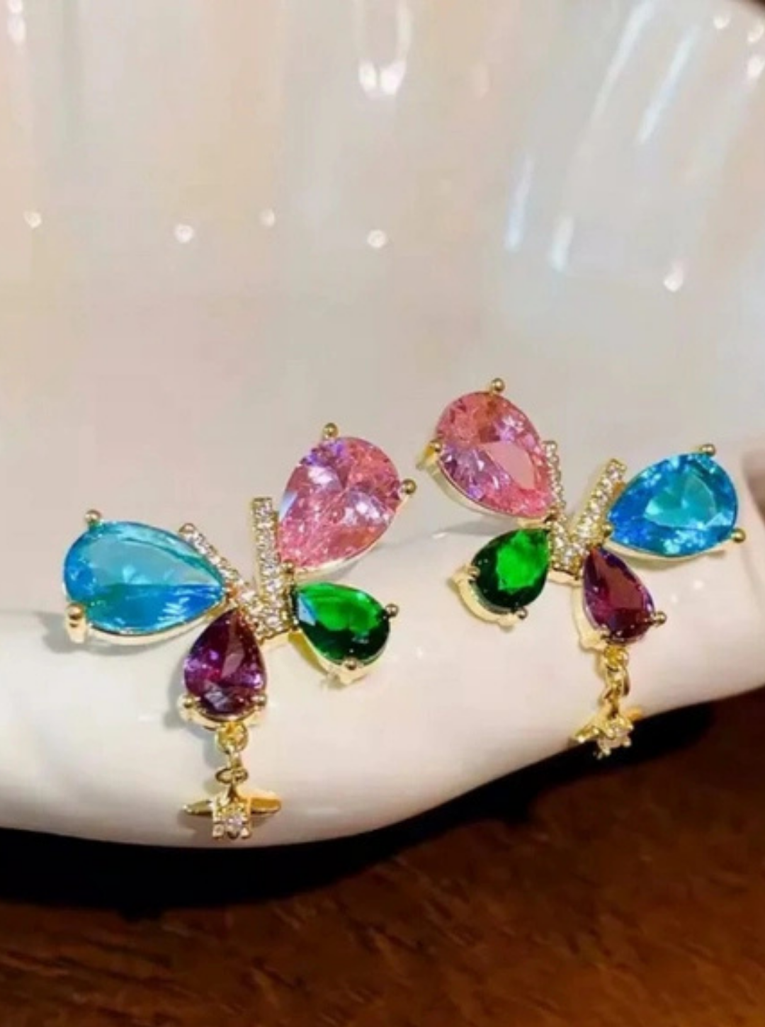 Multicolored gemstone earrings party wear ladybreeze
