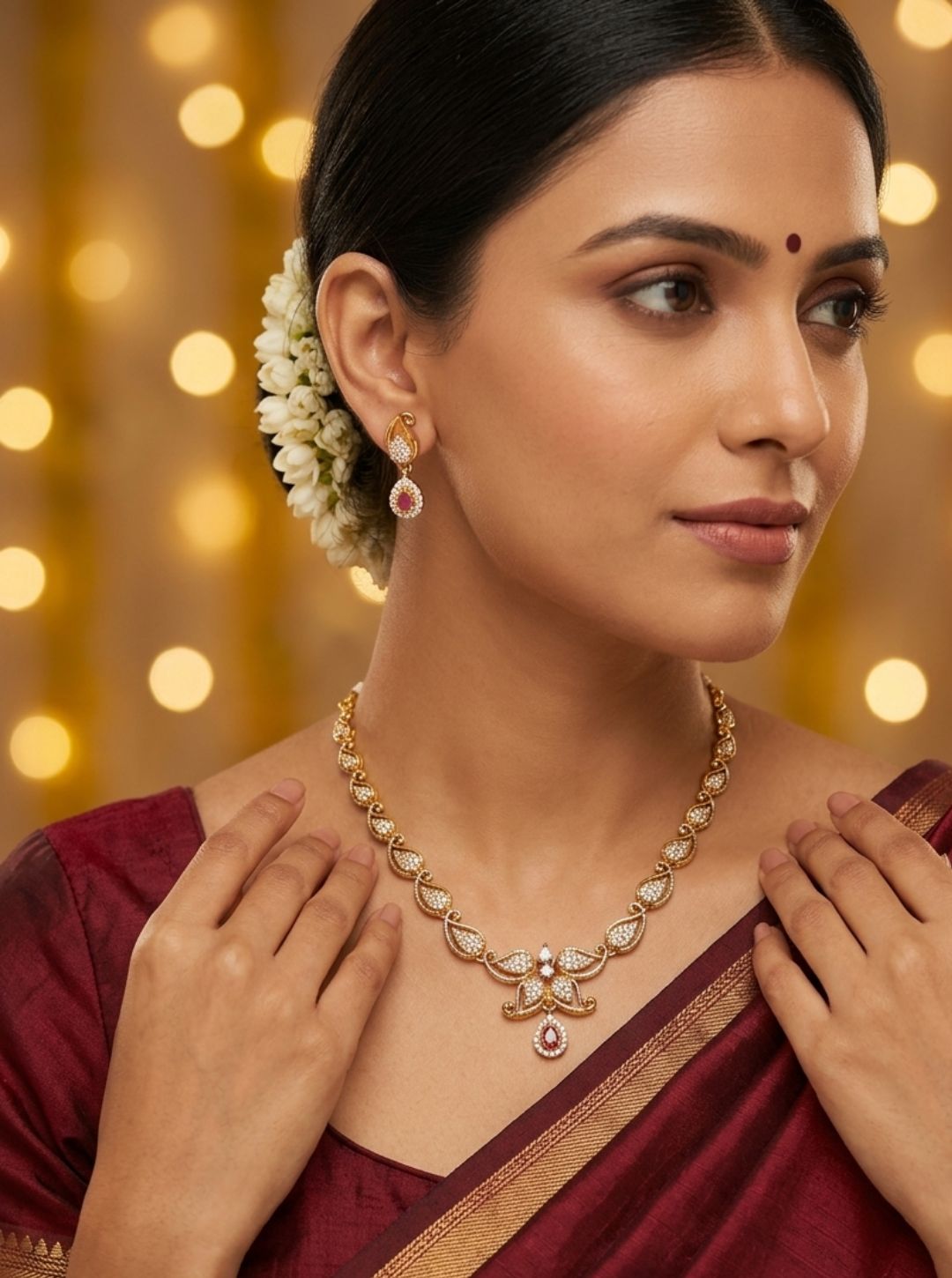Lightweight necklace set for saree and ethnic wear