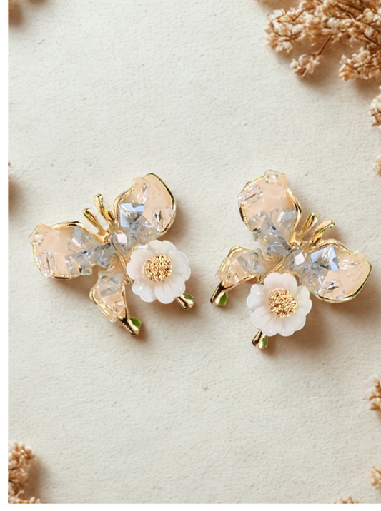 Delicate butterfly earrings with crystal accents – Ladybreeze