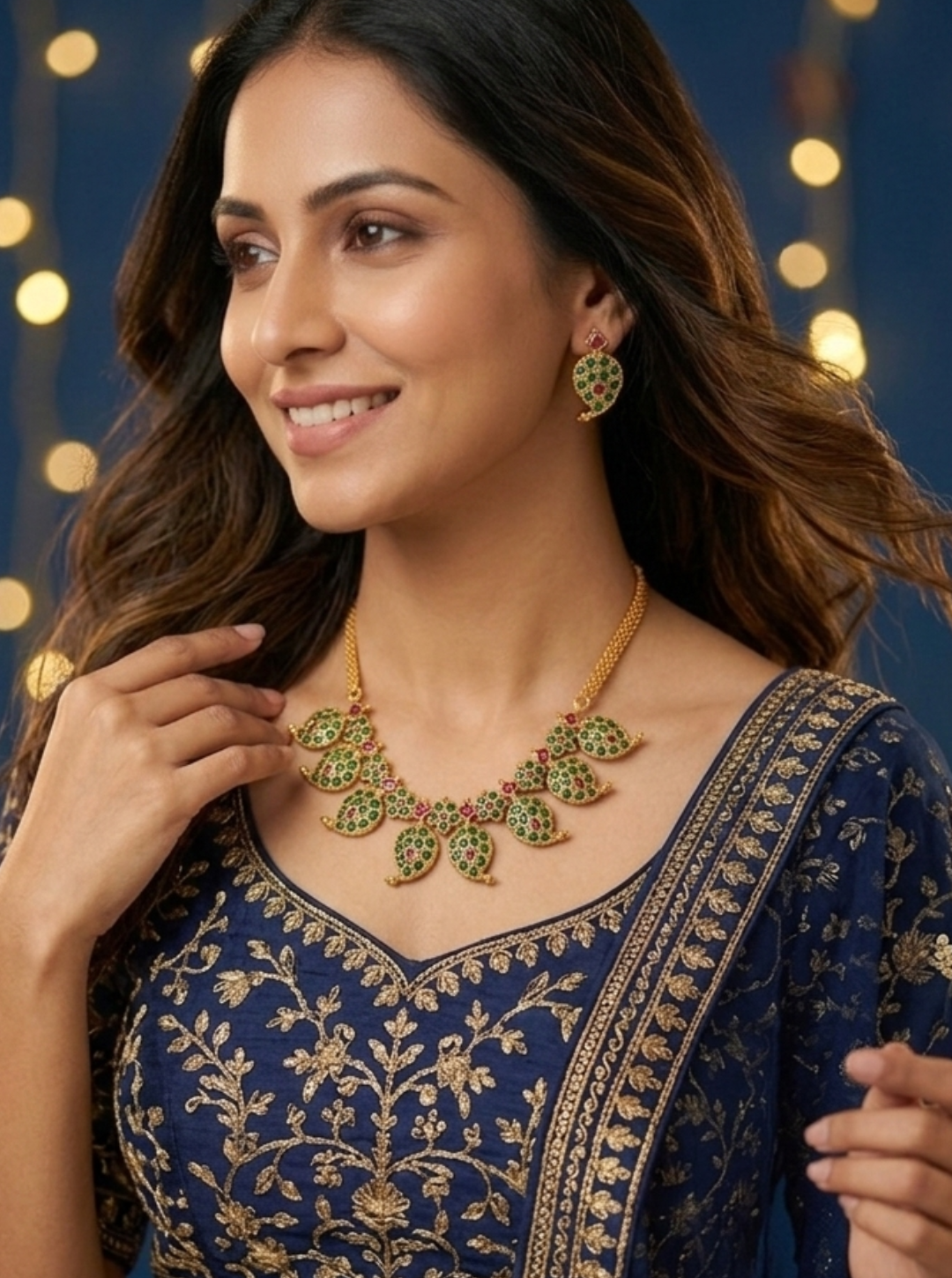 Emerald ewelry set for weddings and festive wear