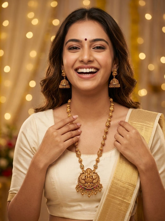 long traditional bridal necklace gold