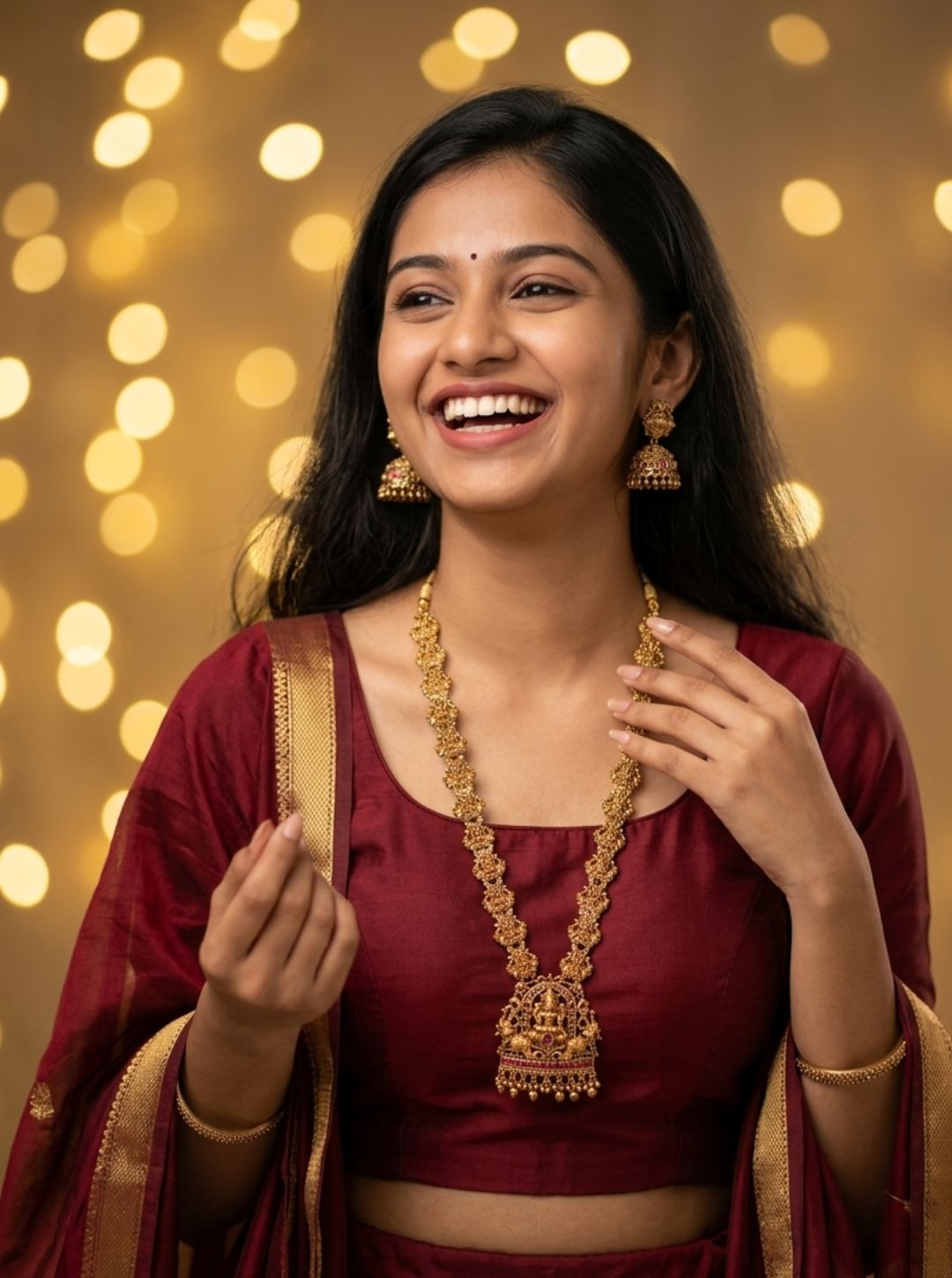temple haram necklace with goddess pendant