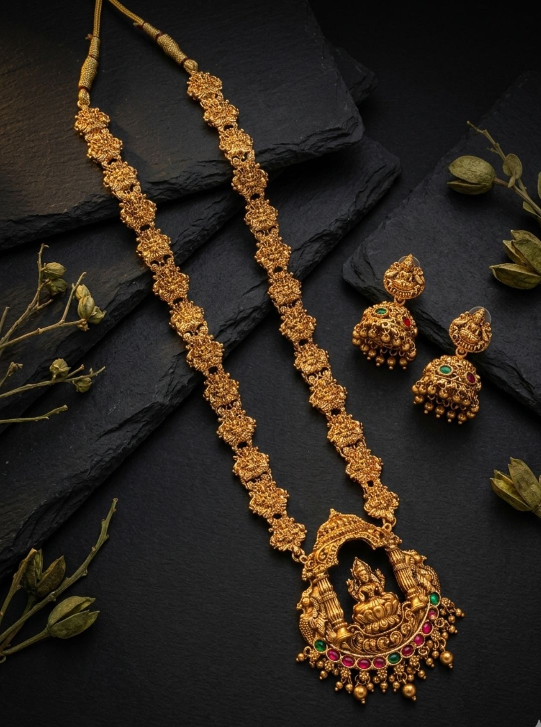 Lakshmi pendant haram antique gold