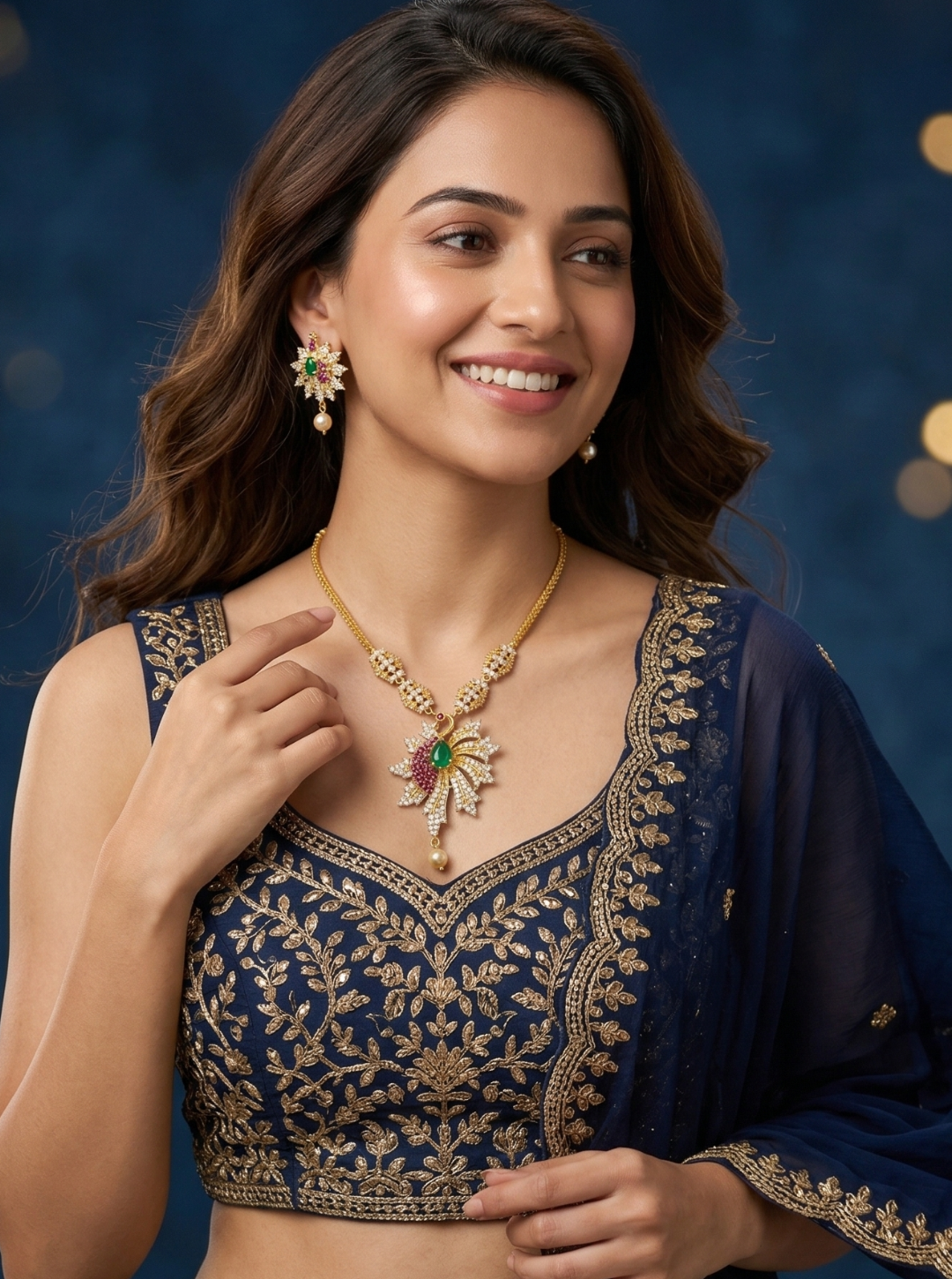 RITHIKA PEACOCK BLOOM DIAMOND NECKLACE