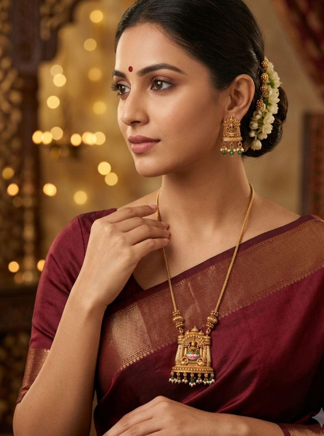 Traditional lotus mandap necklace set