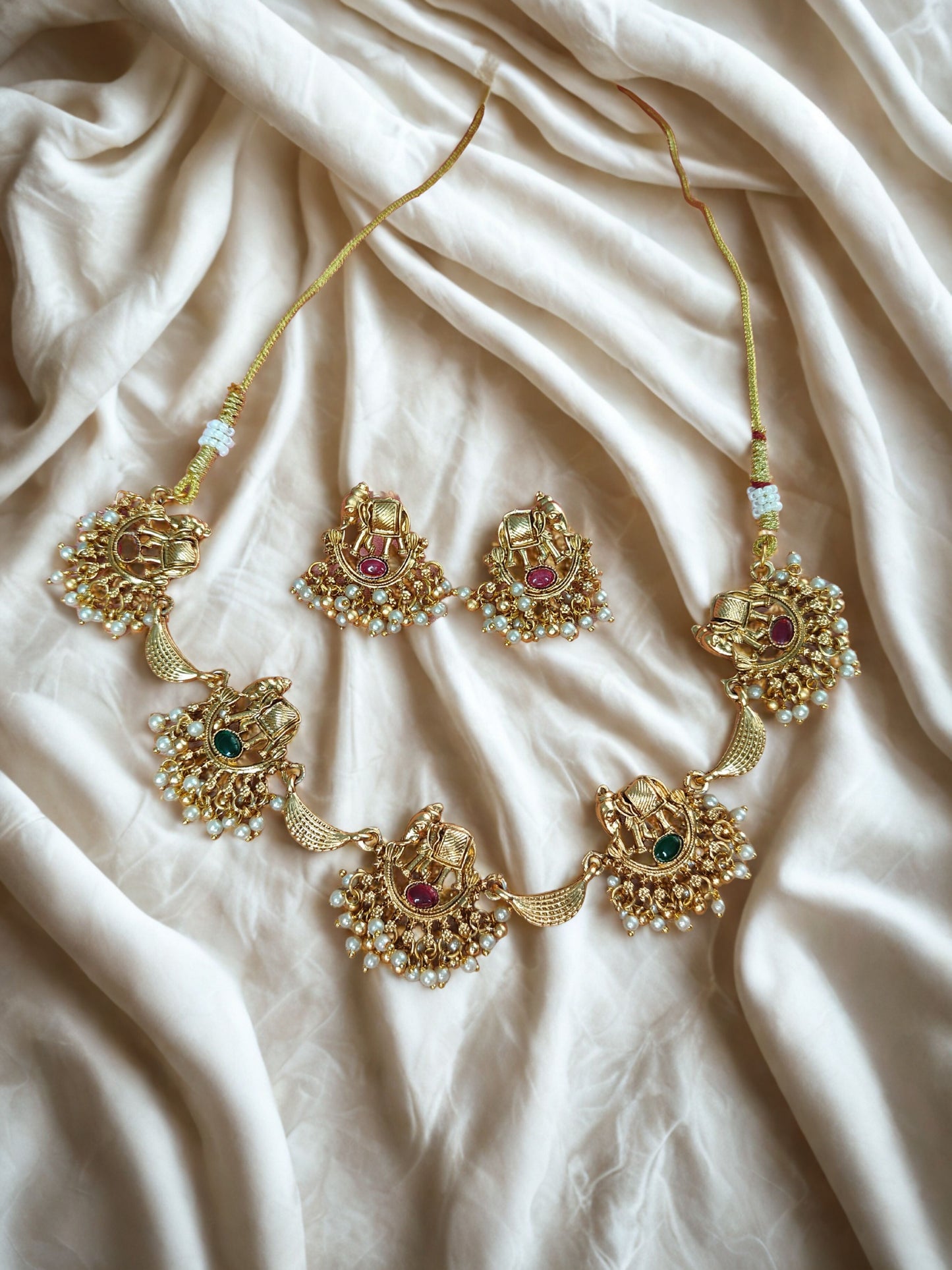 MOON ELEPHANT CHOKER NECKLACE