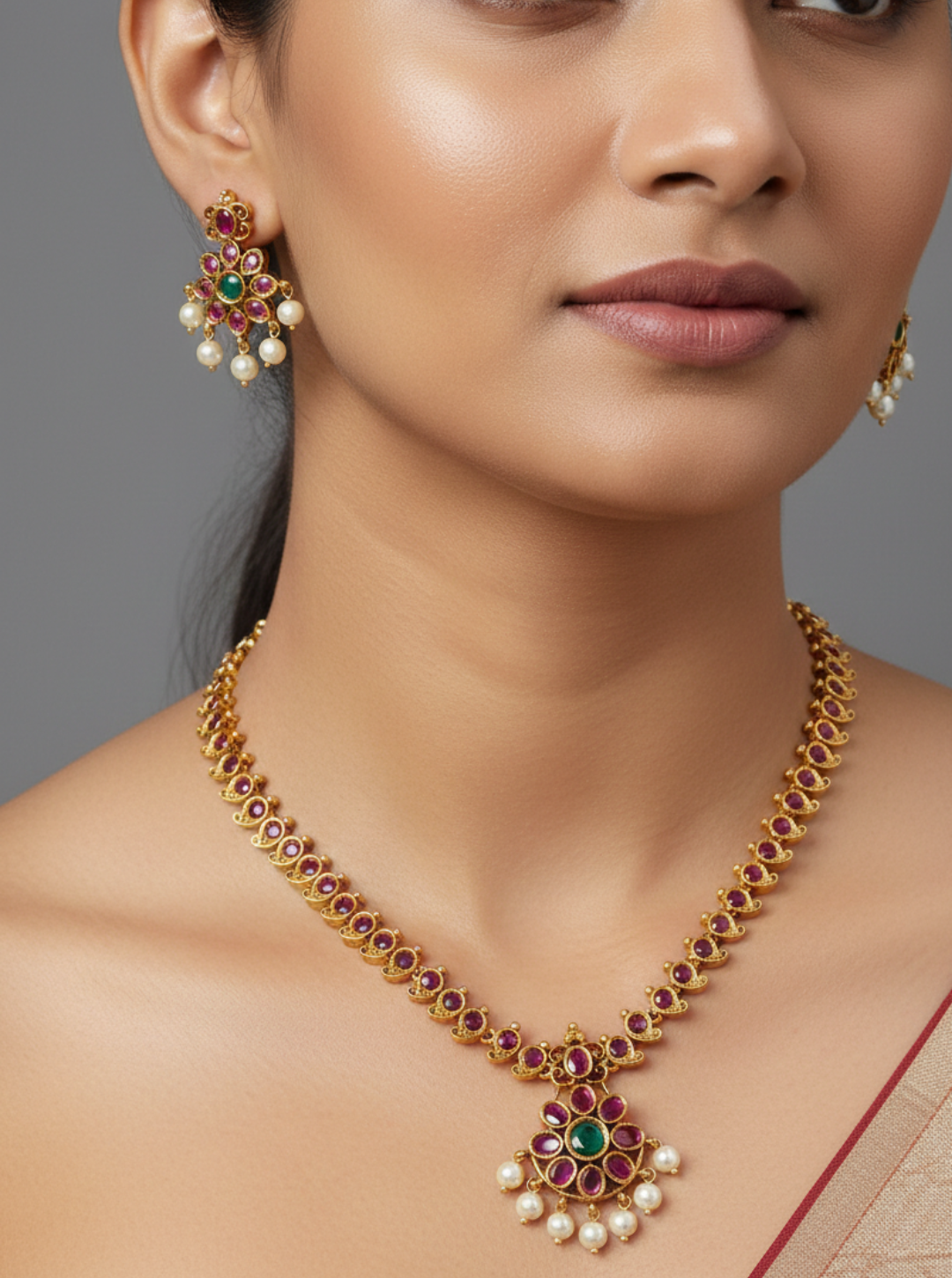 VAIDEHI TEMPLE PENDANT NECKLACE