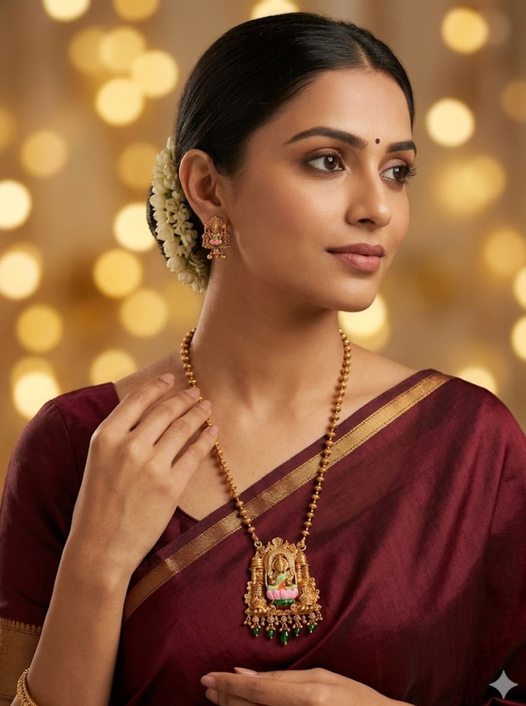Lakshmi lotus pendant necklace for women