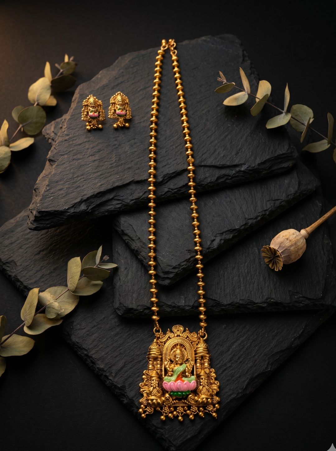 Traditional temple necklace with goddess motif
