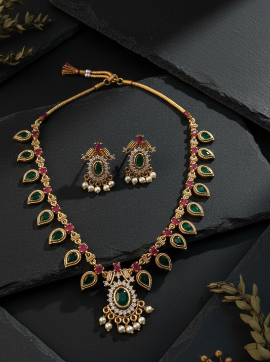 NISHA EMERALD DROP NECKLACE