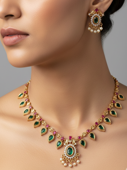 NISHA EMERALD DROP NECKLACE