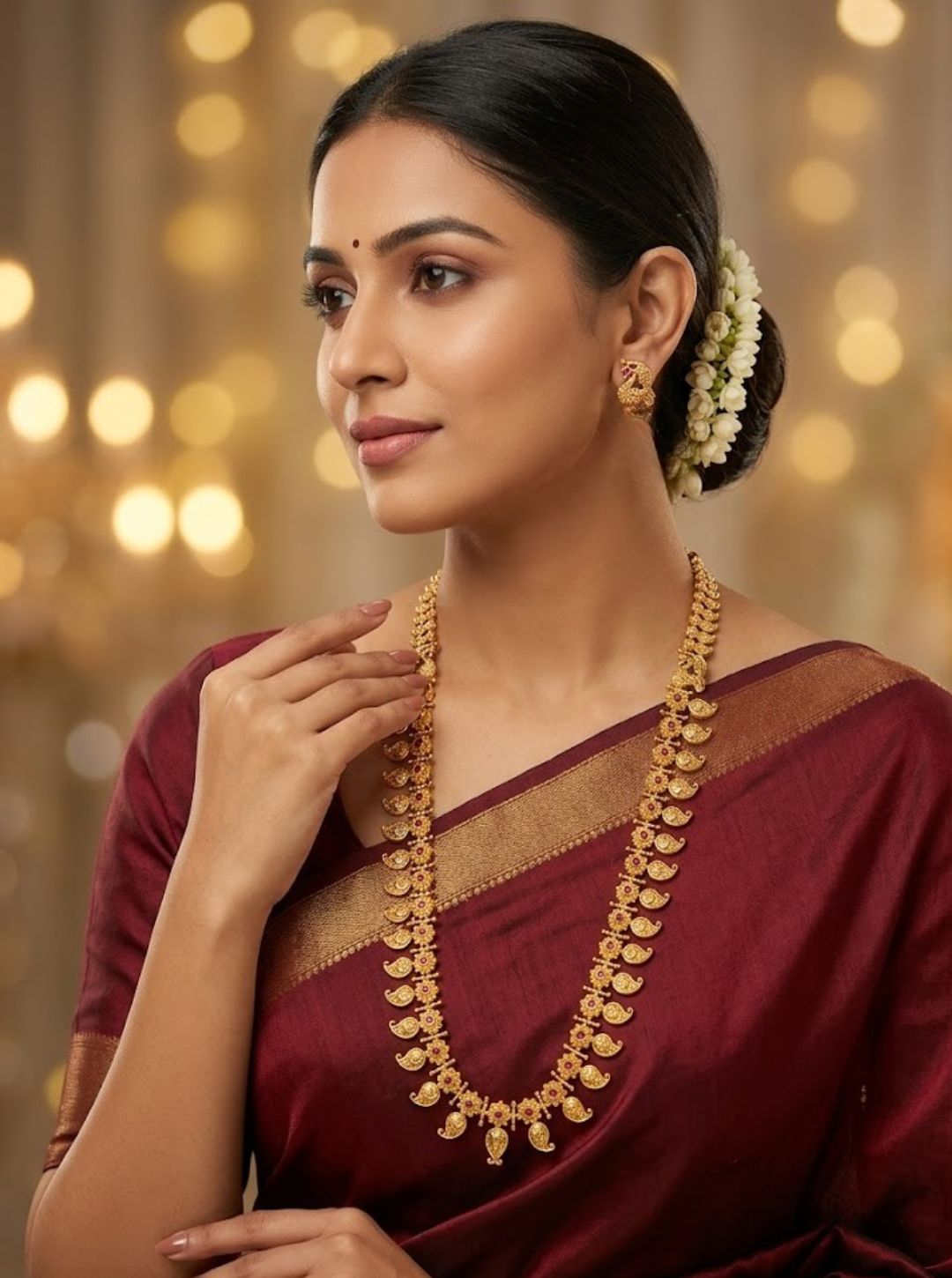 Traditional ruby stone necklace set