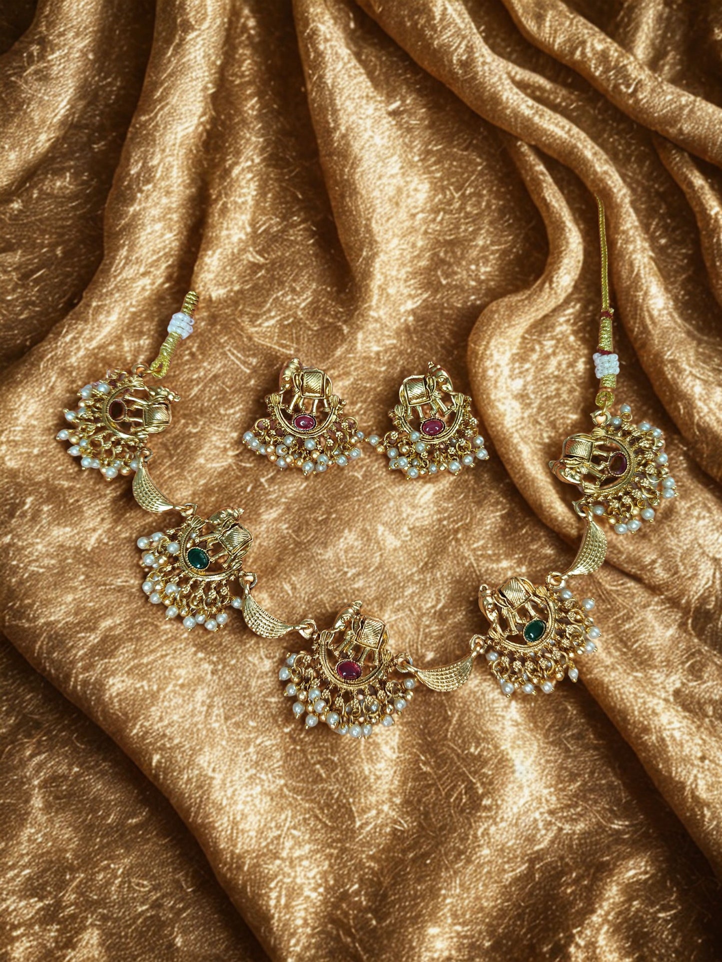 MOON ELEPHANT CHOKER NECKLACE