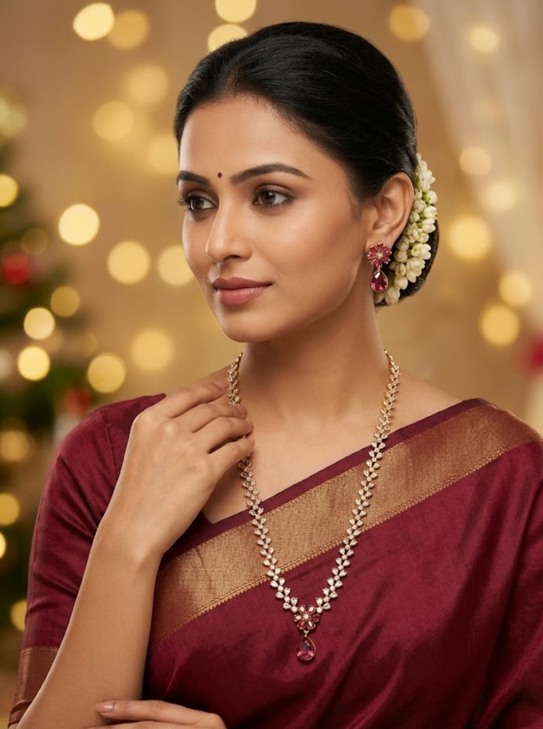 LAVANYA RUBY BLOSSOM NECKLACE