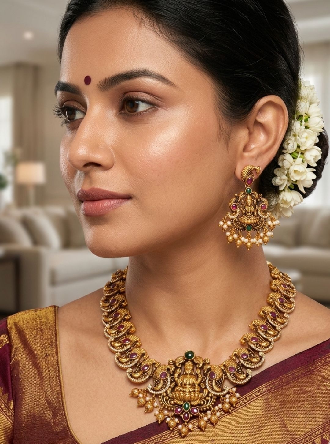 GRAND GODDESS MOTIF BRIDAL NECKLACE