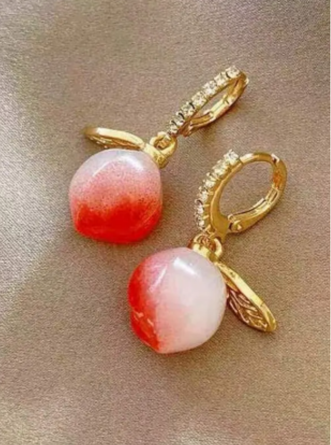 Gold hoop earrings with ombre berry bead and crystal details – Ladybreeze