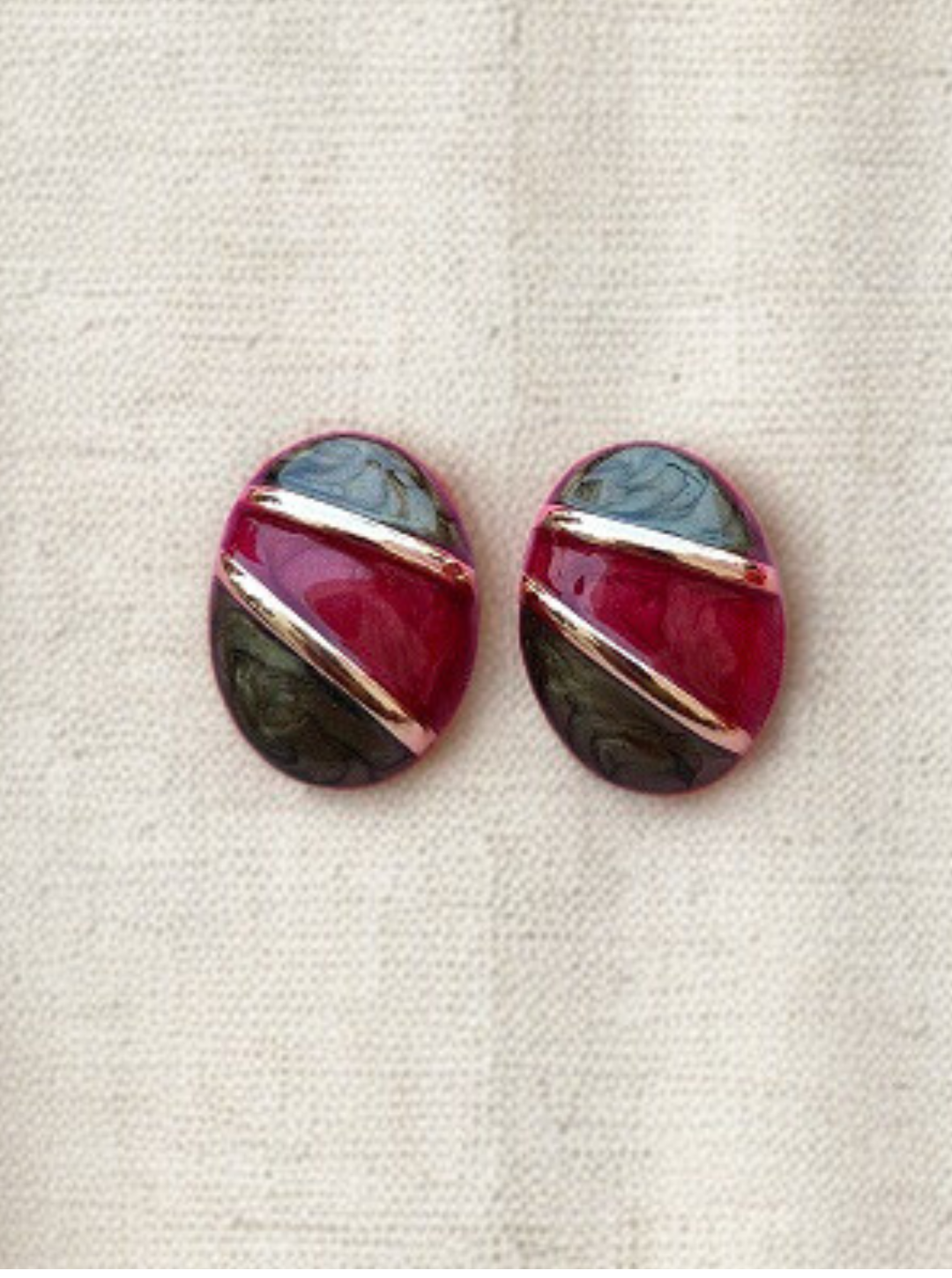 6COLOR OVAL DUOTONE EARRINGS