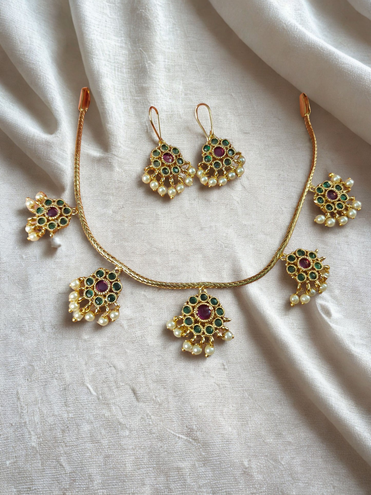 ruby pearl necklace set