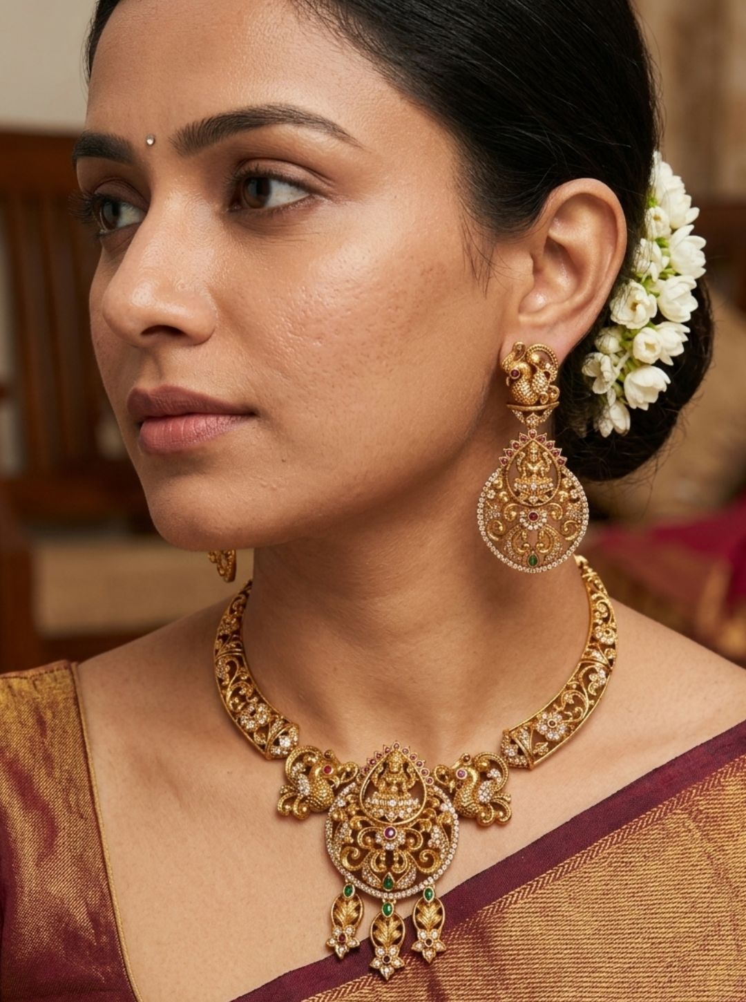 GRAND PEACOCK LAKSHMI NECKLACE